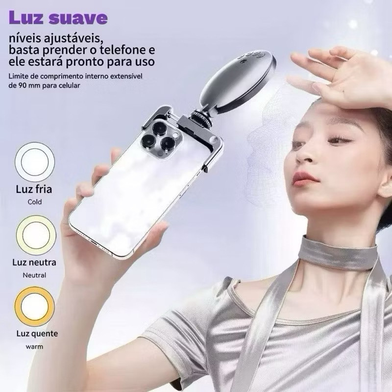 Ring Light Portátil Universal USB-C para Celular – Selfie & Vídeo