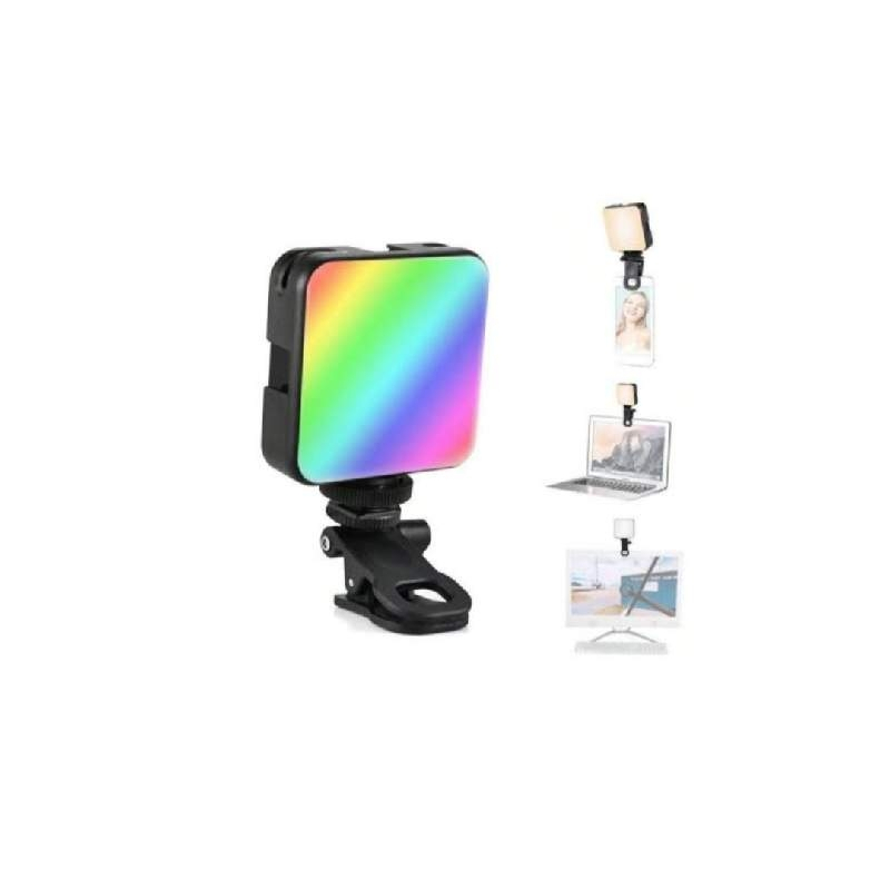 Mini Ring Light LED RGB BM-L26 Portátil com Suporte – Luz Colorida p/ Selfie, Vídeo e Maquiagem