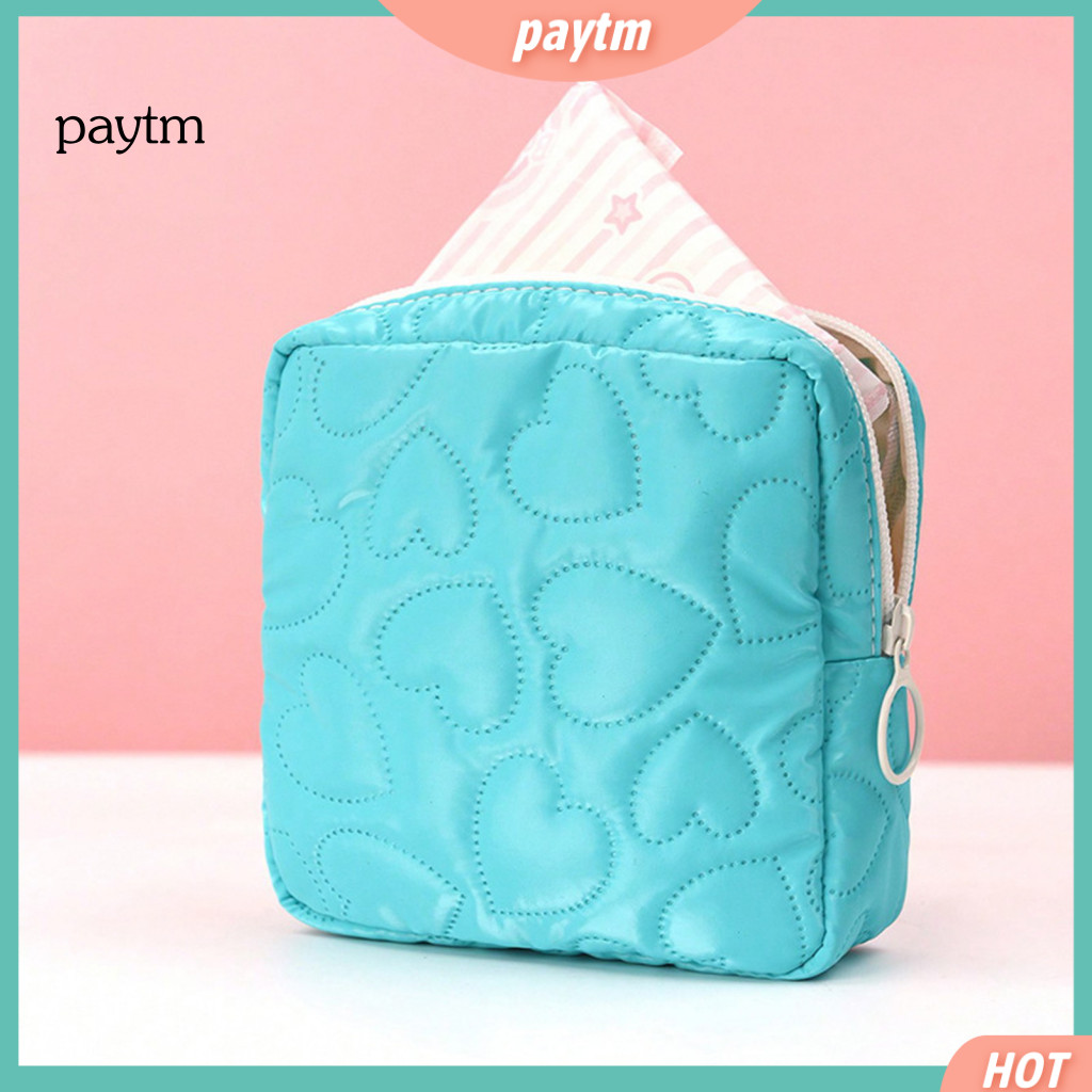 Travel Toiletry Storage Portable Mini Cosmetic Bag with Heart Pattern Zipper Closure Faux Leather Makeup Organizer for N