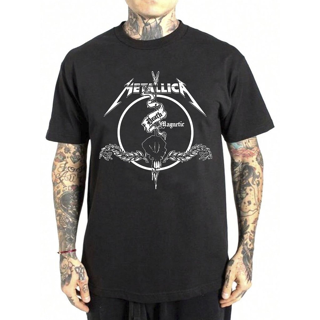Camiseta Metalica Rock Banda Internacional Heart Magnetic Skull Hardcore Camisa Unissex Masculino Feminino Streetwear