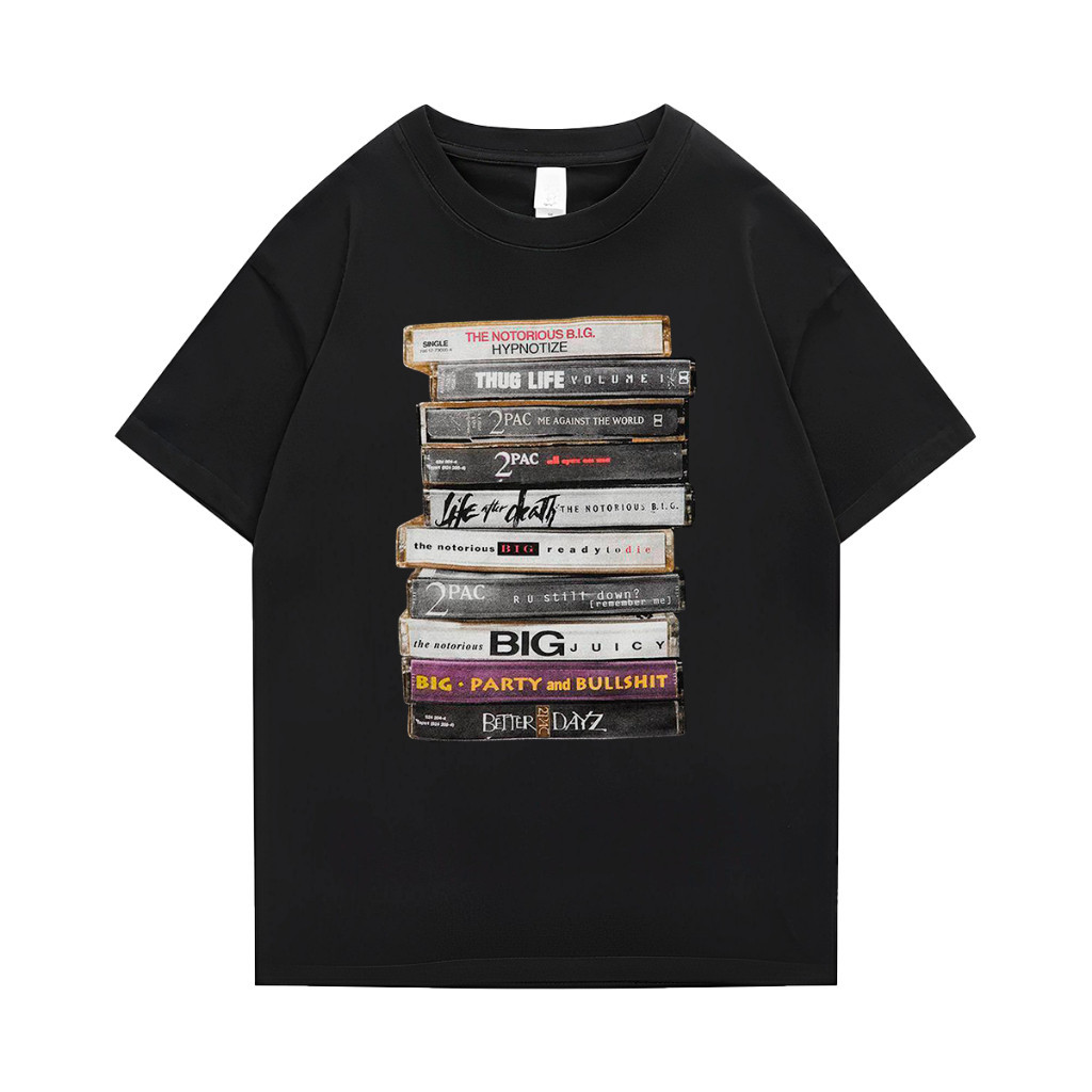 Camiseta Basica Masculina Discos Hip Hop Old School Tupac Notorious Big Unisex Camisa Fita Magnética