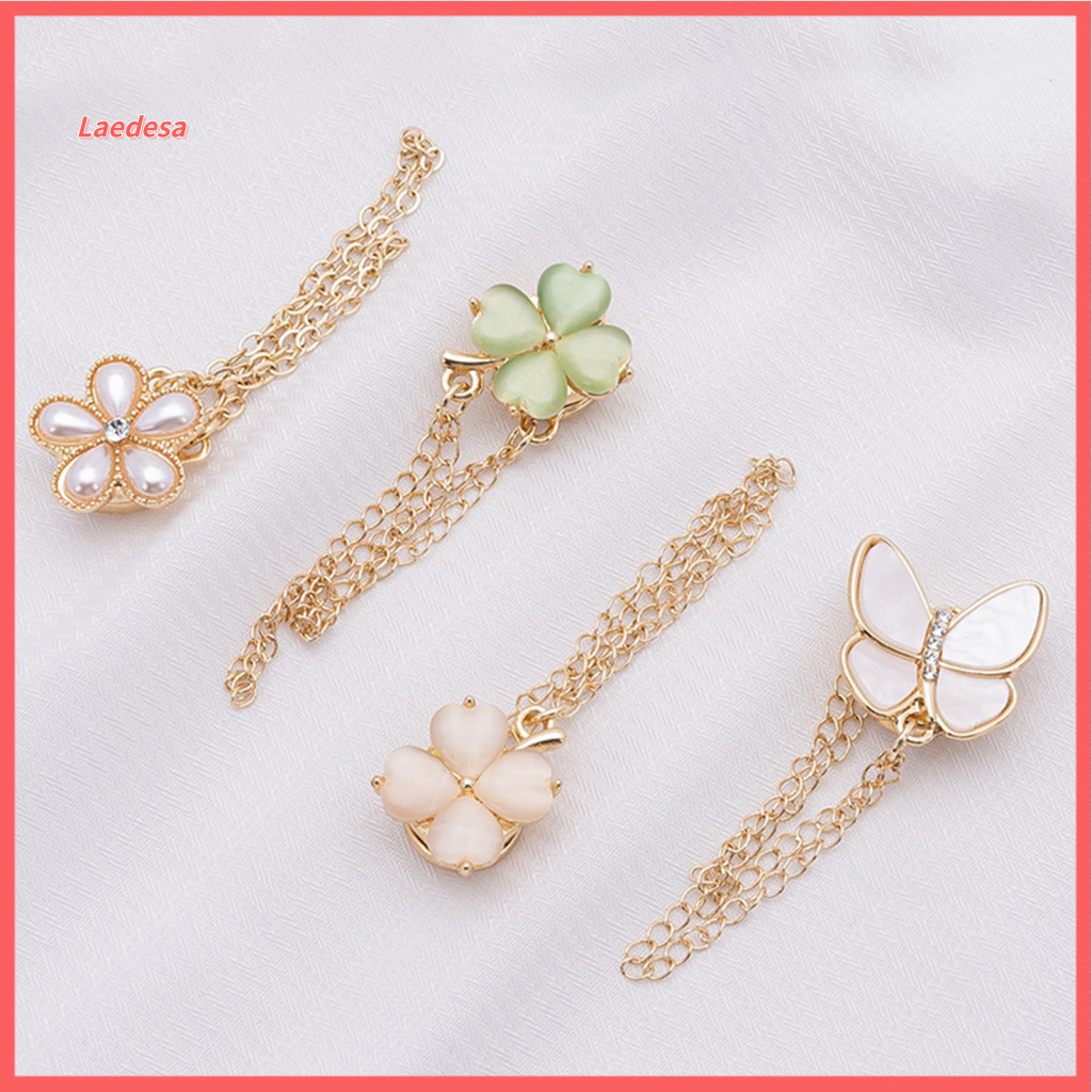 Four Leaf Clover Clothing Pin Magnetic Clips for Women – Butterfly Four-leaf Shirt Sleeve Pins T-shirt Hem Pants Leg B