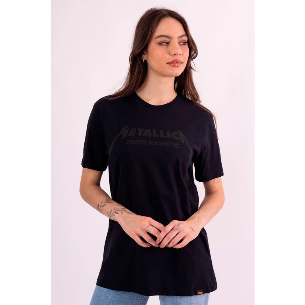 Camiseta Oficial Piticas Metallica Death Magnetic Preta Unissex