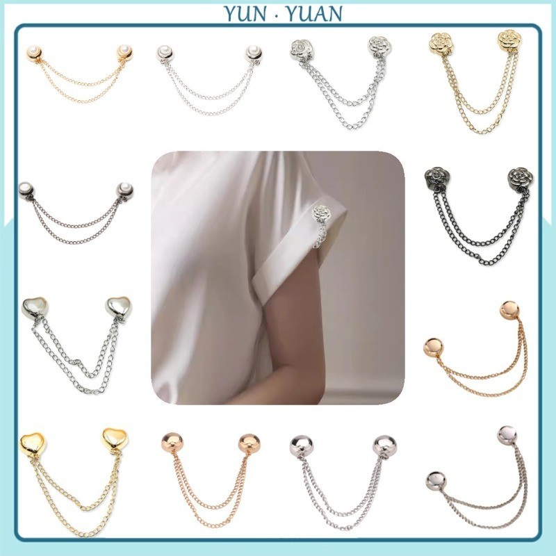 [YUNYUAN] Love Round Flower Chain Mangas De Fivela Magnéticas E Cachecol Fixa Botão De Cintura Ferramenta De Encurtamento Da Camiseta