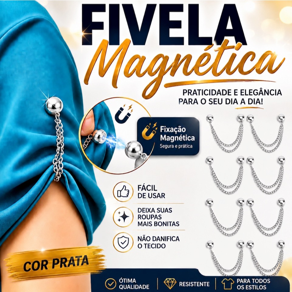 Fivela Magnética Corrente Roupas Manga Calça Camisa Acessório Cor Prateado