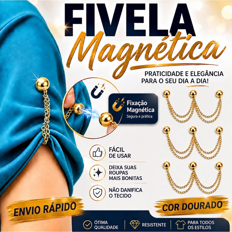 Fivela Magnética Corrente Roupas Manga Calça Camisa Acessório Cor Dourado
