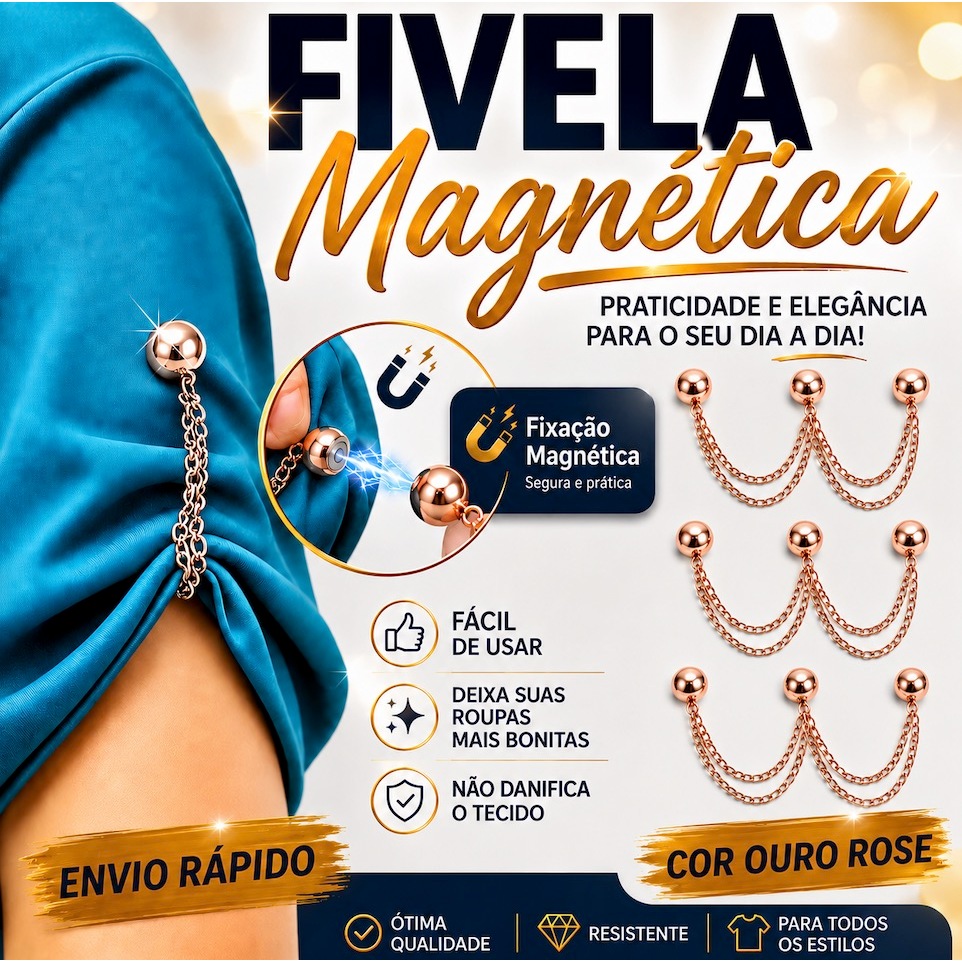 Fivela Magnética Corrente Roupas Manga Calça Camisa Acessório Cor Ouro Rose