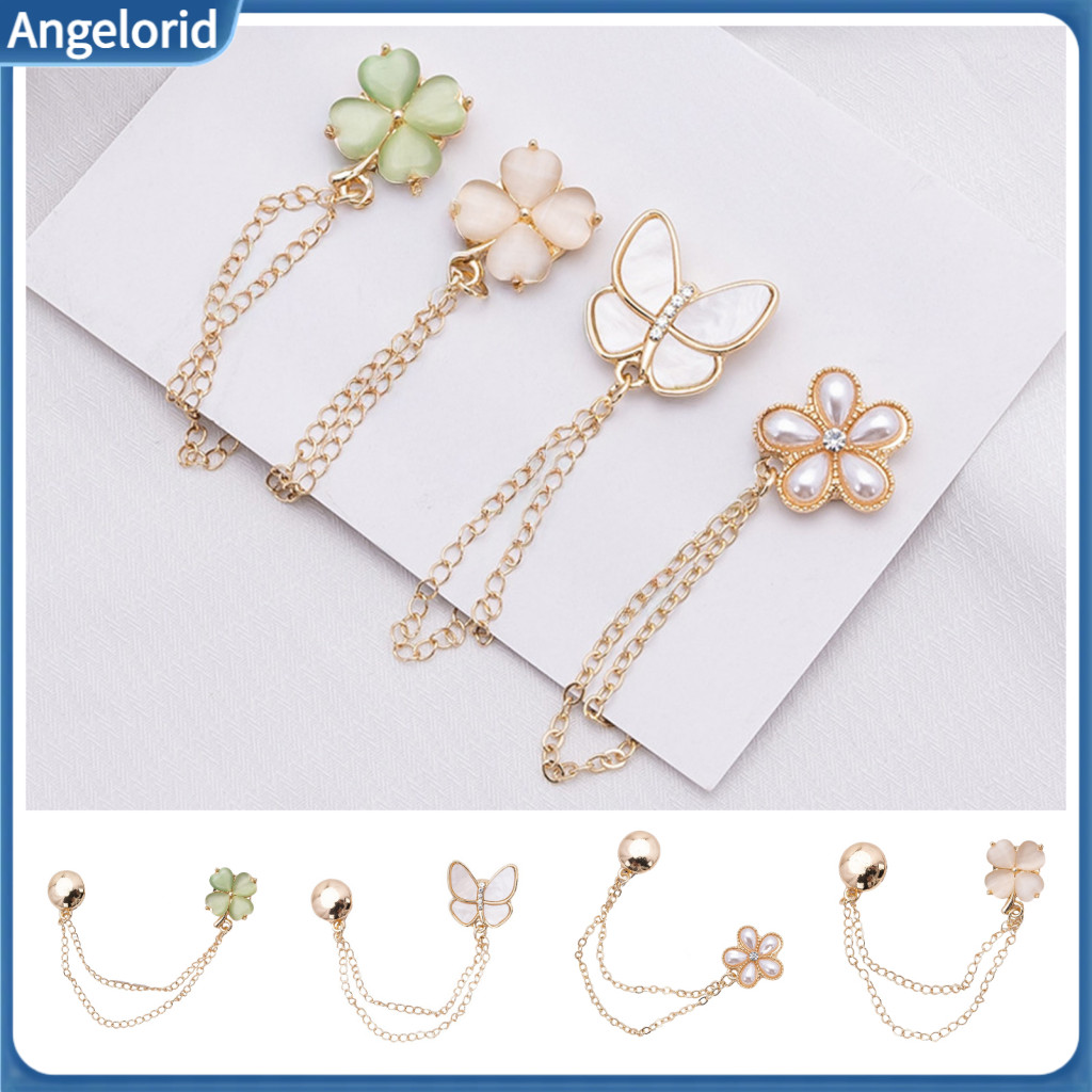 Flower Magnetic Button Clothing Pin Clips for Women – Butterfly Four-leaf Clover Shirt Sleeve Pins T-shirt Hem Pants L