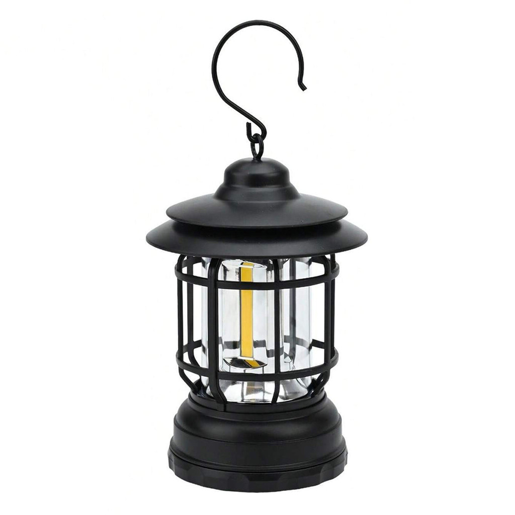 Lampião Led Recarregável Retrô com Regulador USB Preto
