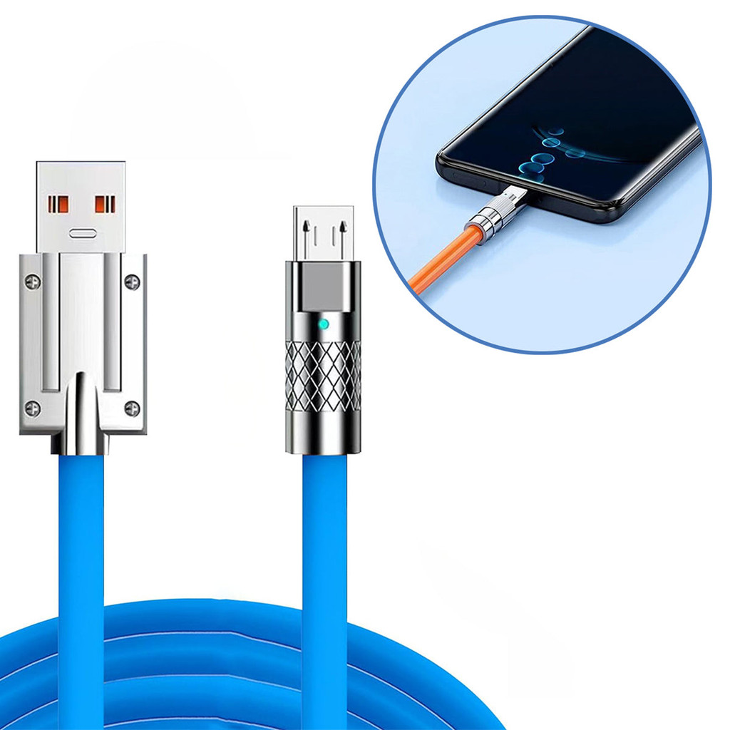 Cabo Carregador Micro Usb Turbo 5A Rápido em Alumínio Branco