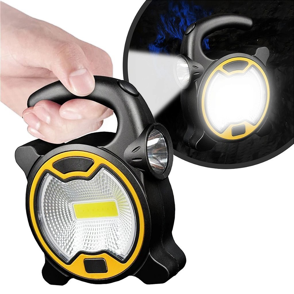 Lanterna Farol Holofote LED COB Recarregável USB Camping