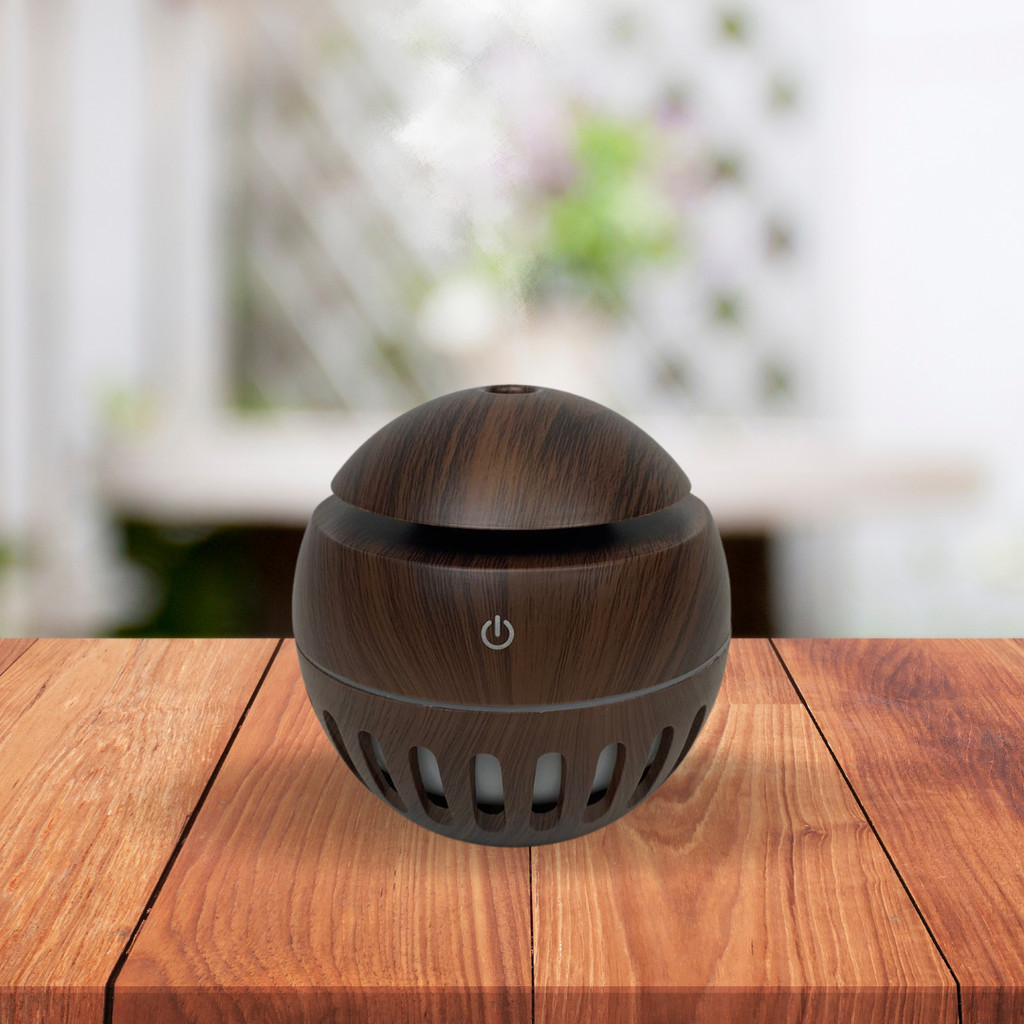Umidificador Purificador Ultrassônico USB Bolinha Mogno