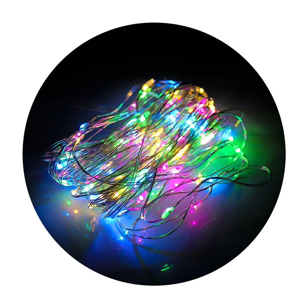 Pisca de LED Fio de Fada Colorido 100L 10M USB e Pilha