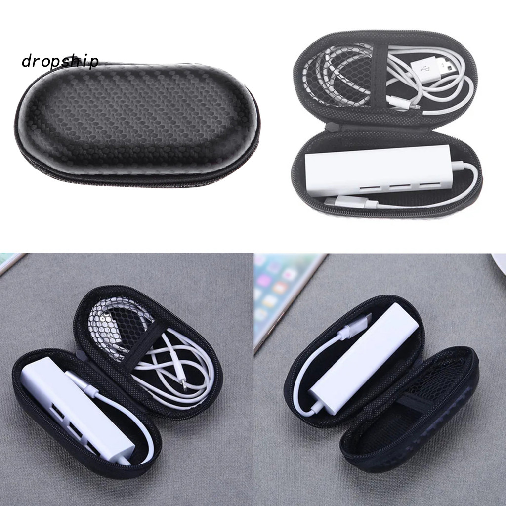 Organizer for Cords and Gadgets Compact Travel Hard Eva Case for Bluetooth Headset Shockproof Earphone Carrying with Mes