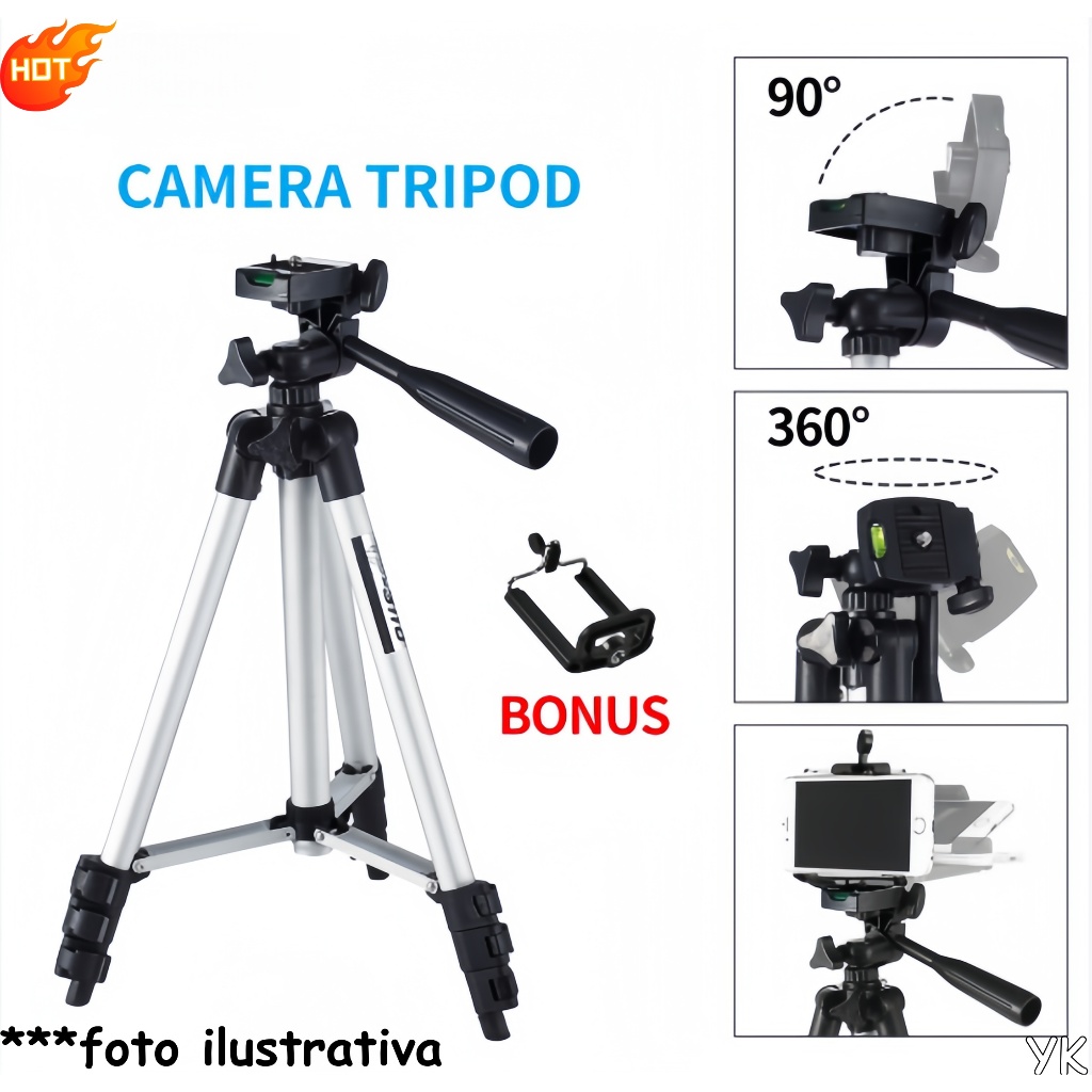 Tripé Universal Tripod With Level For Cell Phone Cameras 1.02m Fast delivery