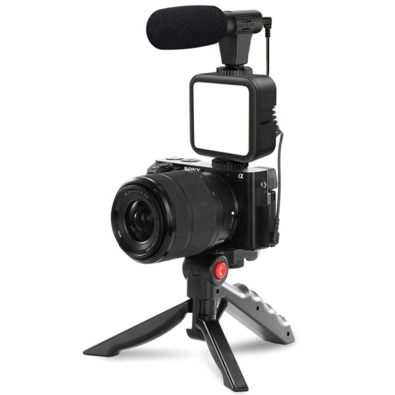 KIT 2 Tripé Estabilizador de Mão kit vlog 5 em 1 gimbal Microfone Celular Gravação De Vídeo  fast
