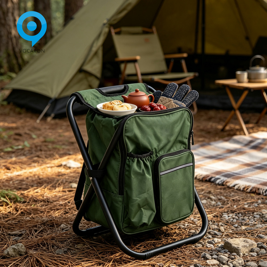 Hiking Foldable Seat Insulated Cooler Bag Stool Portable Folding with Backpack – Heavy Duty Collapsible for Fishing Ca
