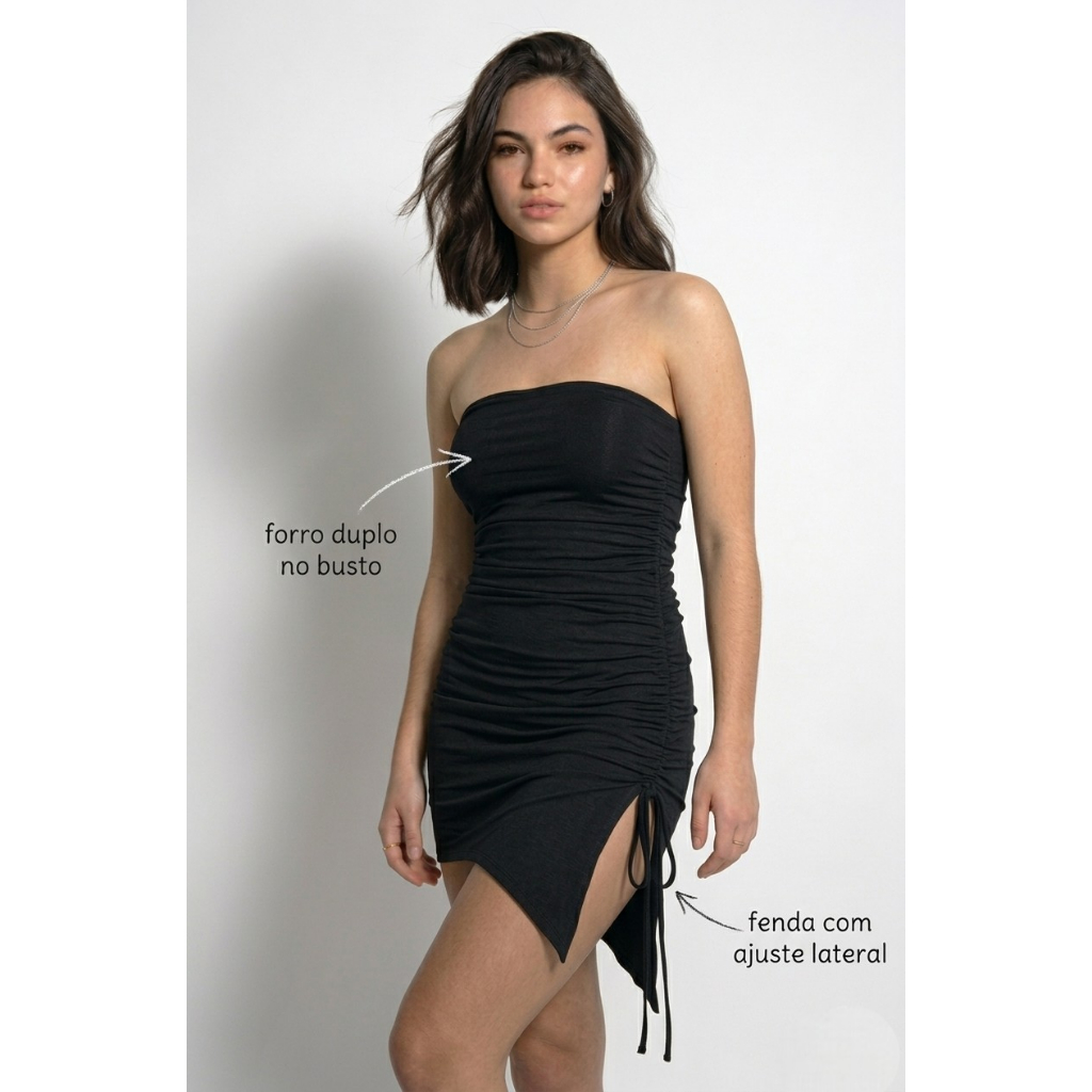 Vestido Feminino Tomara Que Caia Verão Moda Gringa Casual |  Tube Dress Com Forro Duplo Tendência