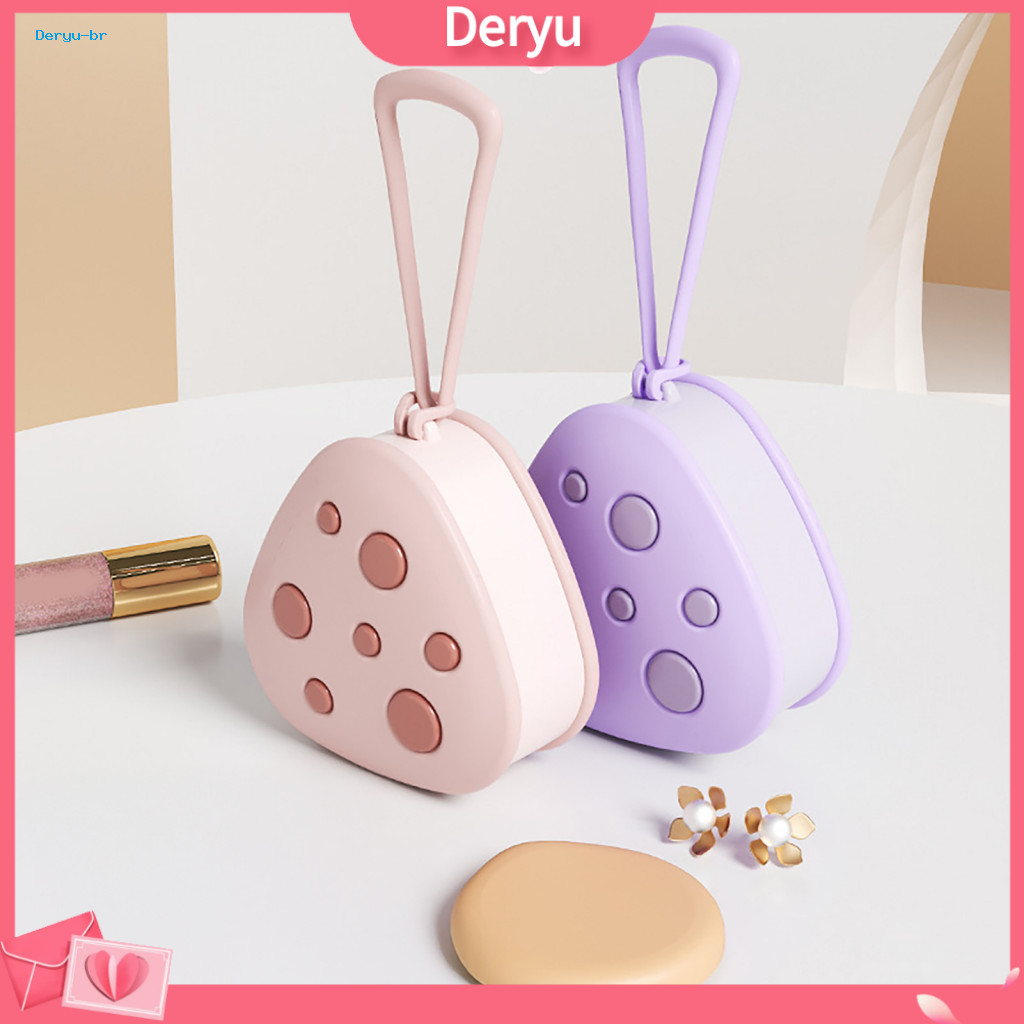 Makeup Sponge Holder Cosmetic Storage Box Portable Powder Puff with Mirror Handle Dustproof Organizer Compact Travel for