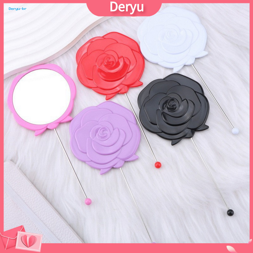 Pocket Vanity Mirror Handheld Makeup Portable Rose with Long Handle – Travel Cosmetic for Women and Girls for Diy