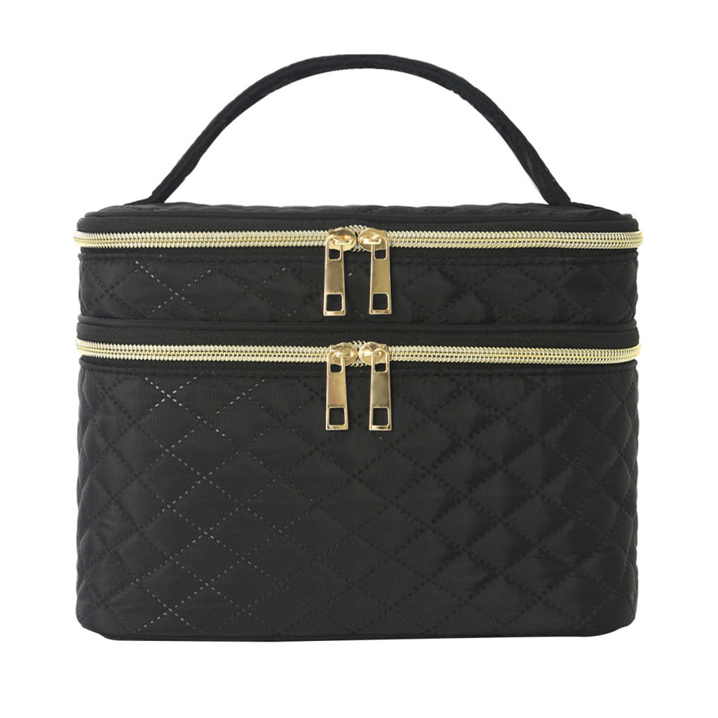 Travel Makeup Box Portable Cosmetic Pouch Case Double Layer Organizer Bag with Handle Toiletry for Women for Business