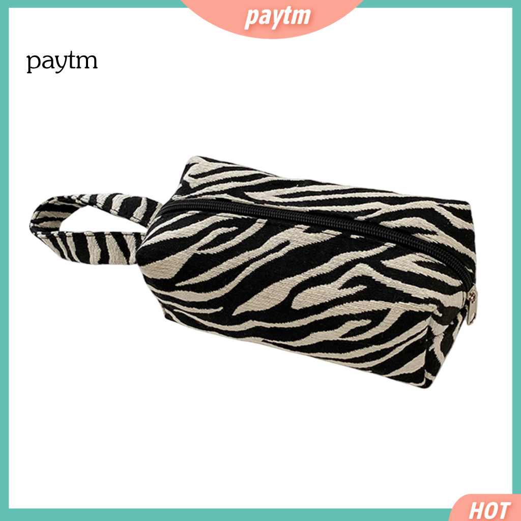 Portable Makeup Storage Travel Cosmetic Bag Leopard Zebra Print Pouch with Zipper – Stylish Organizer for Brushes Lips