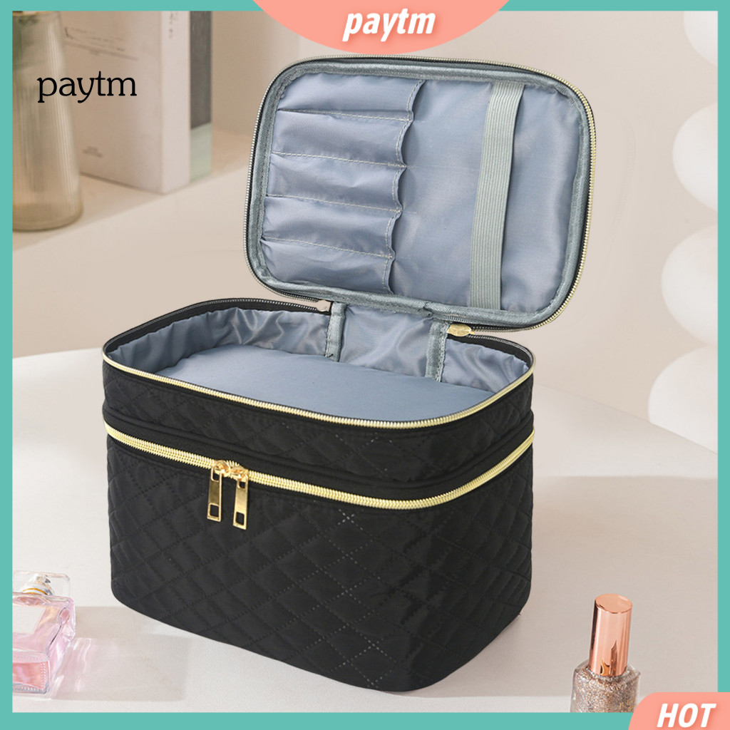 Travel Makeup Box Toiletry Bag with Compartments Case Double Layer Cosmetic Organizer Handle Portable for Women for Busi