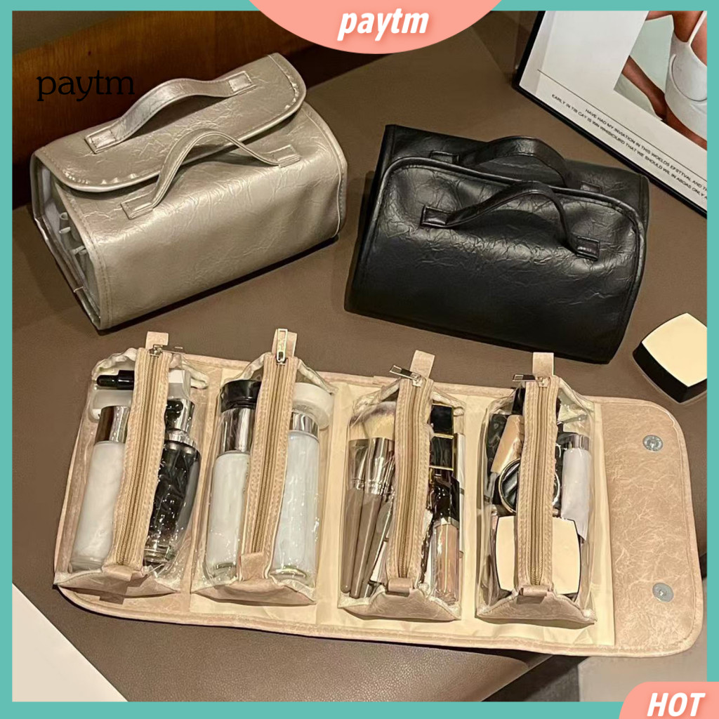 Makeup Bags Roll-up Bag Travel with 4 Detachable Pouches – Toiletry Organizer for Men Women Portable Cosmetic for Vaca