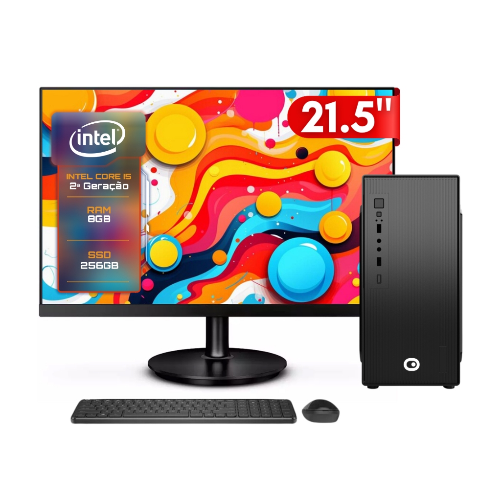 Computador Completo 2Eletro Fast Intel Core i5, 8GB, SSD 256GB, Monitor 21.5