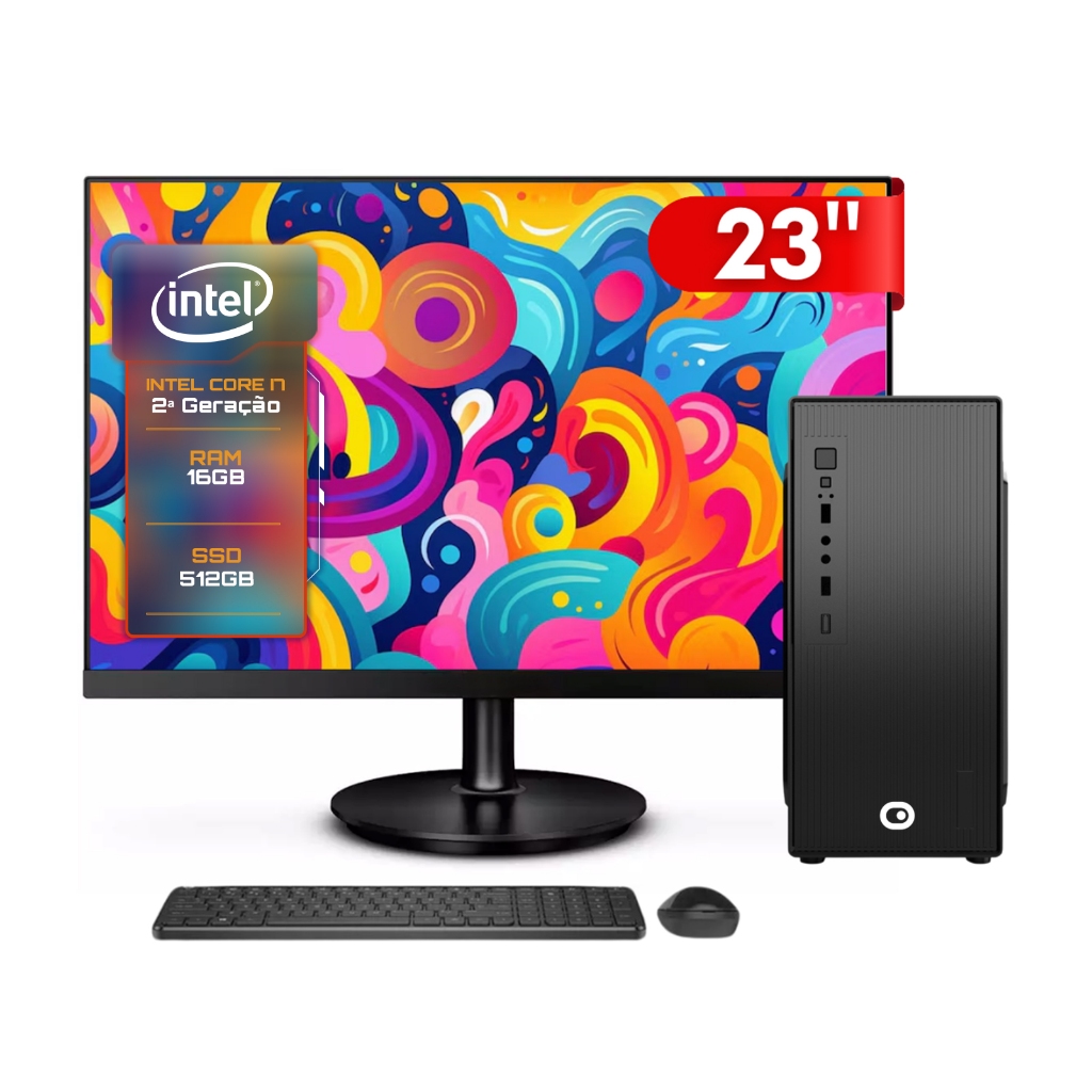 Computador Completo 2Eletro Fast Intel Core i7, 16GB, SSD 512GB, Monitor 23