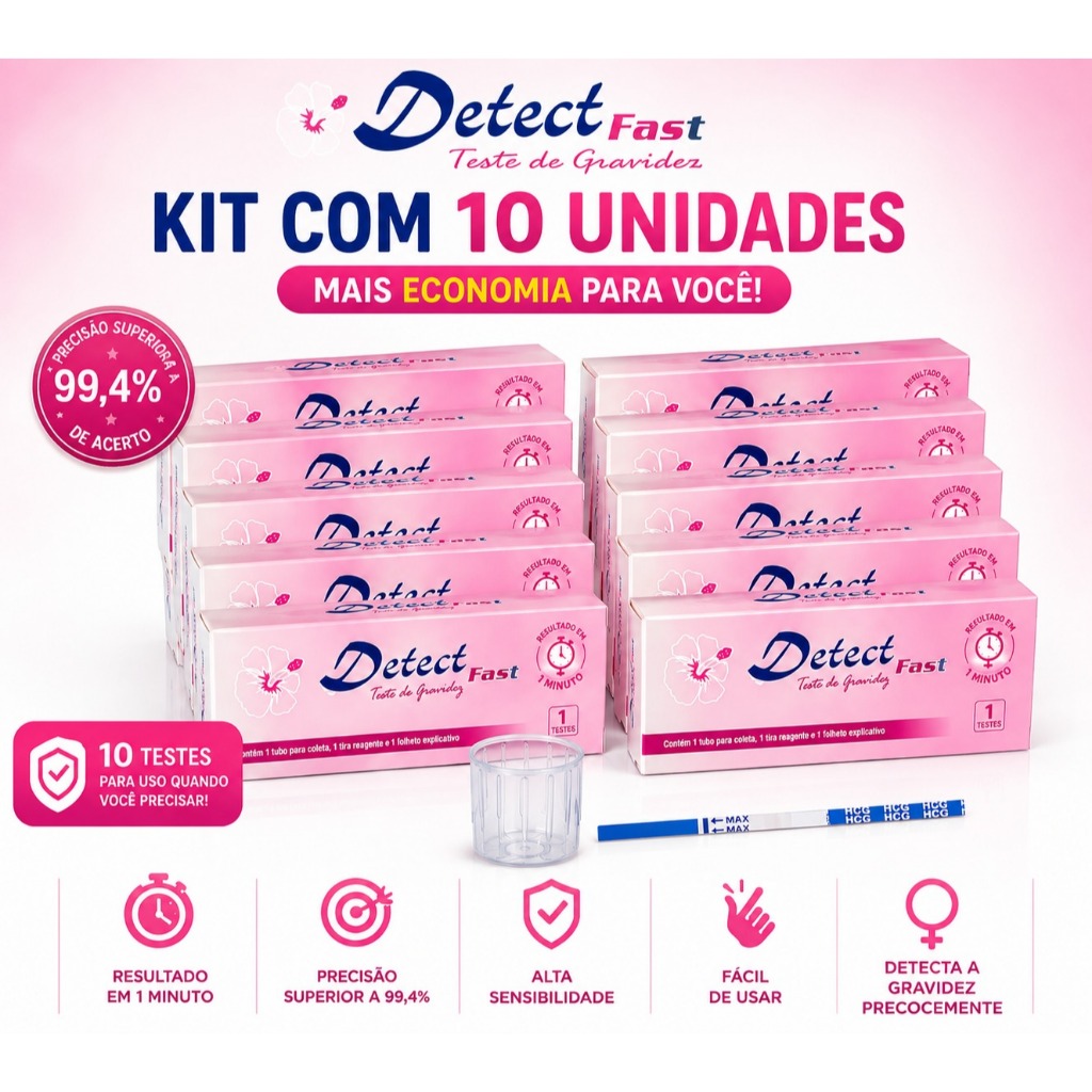 KIT TESTE DE GRAVIDEZ C/10 UND  DETECT FAST