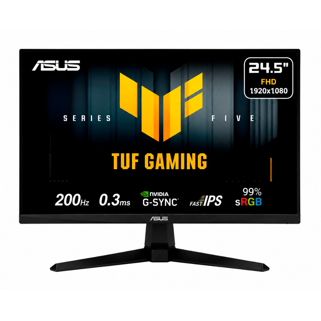 Monitor Gamer Asus TUF 24.5”, 200Hz, 0.3ms, Fast IPS, FHD, 99% sRGB, G-Sync, FreeSync Premium