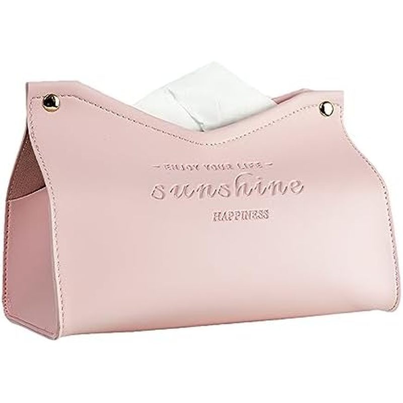 Tissue Box Cover Rectangle - Premium PU Leather Minimalist Tissue Holder - Modern Nordic Decor for Home, Office & Ca