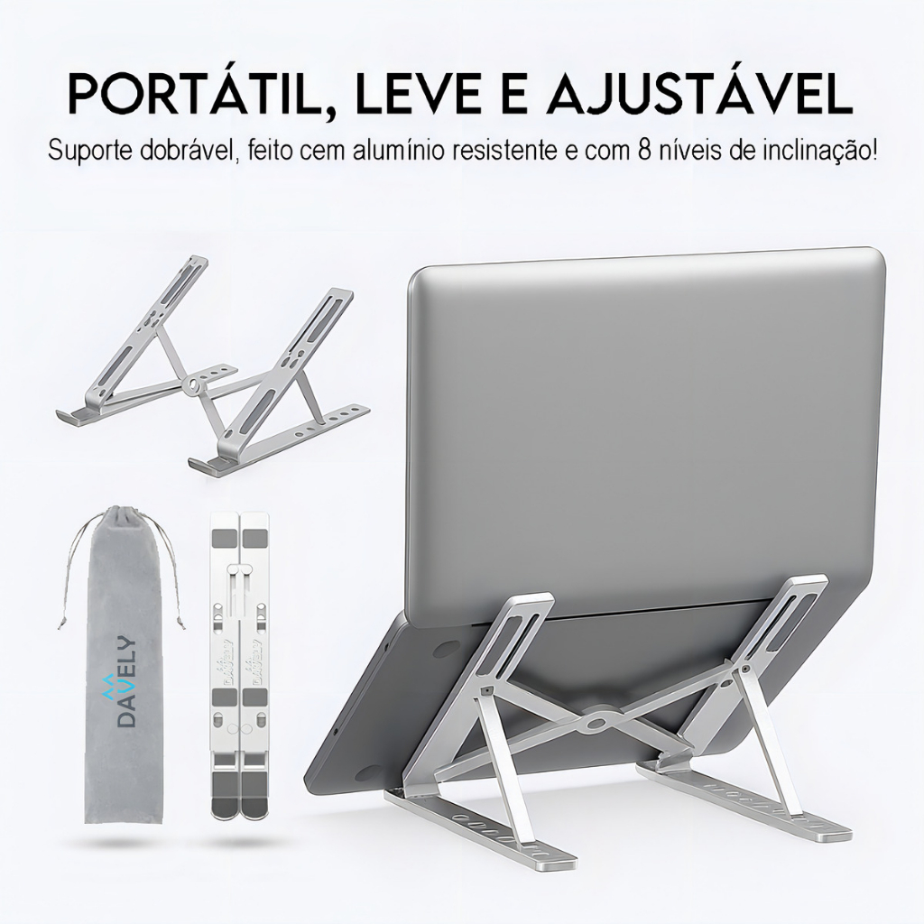 Laptop Suporte Base Notebook Tablet Alumínio Dobrável Portátil