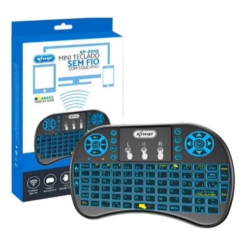 Mini Teclado Sem Fio Recarregavel Touchpad RGB Android Celular Pc Tv Smart Tablet - KP-2048 - KNUP