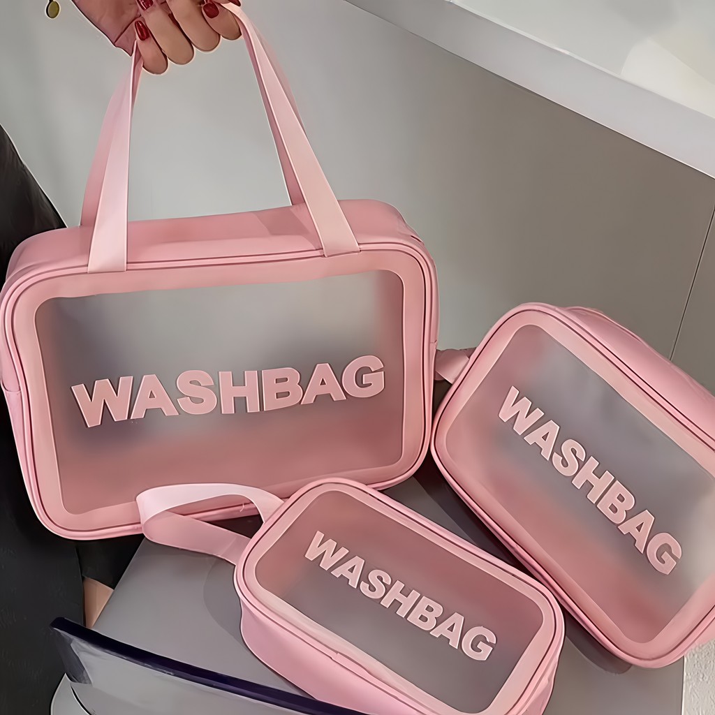 Kit 3 Necessaire Maquiagem Transparente A Prova De Água Grande capacidade Multifuncional Portátil Porta Maquiagem Batons