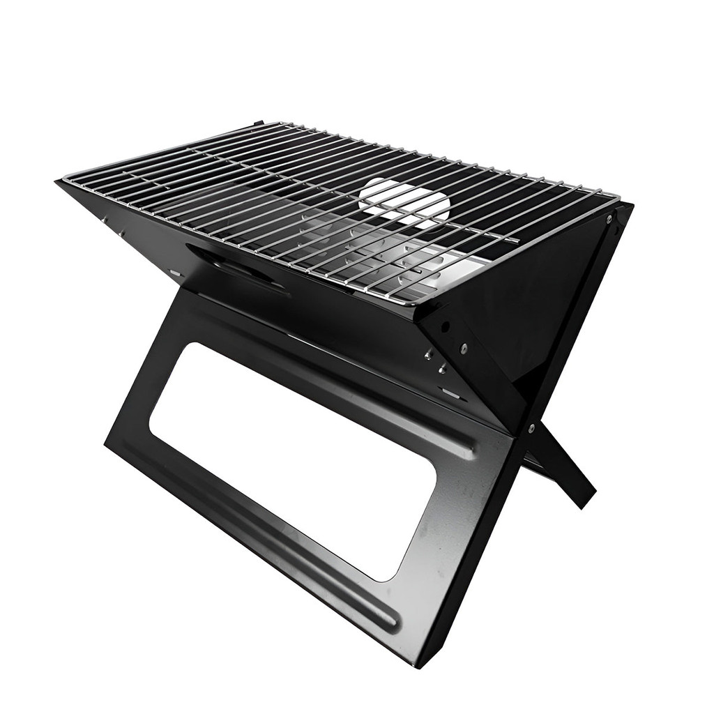 Churrasqueira Inox Dobrável Portátil Preta Grill Carvão