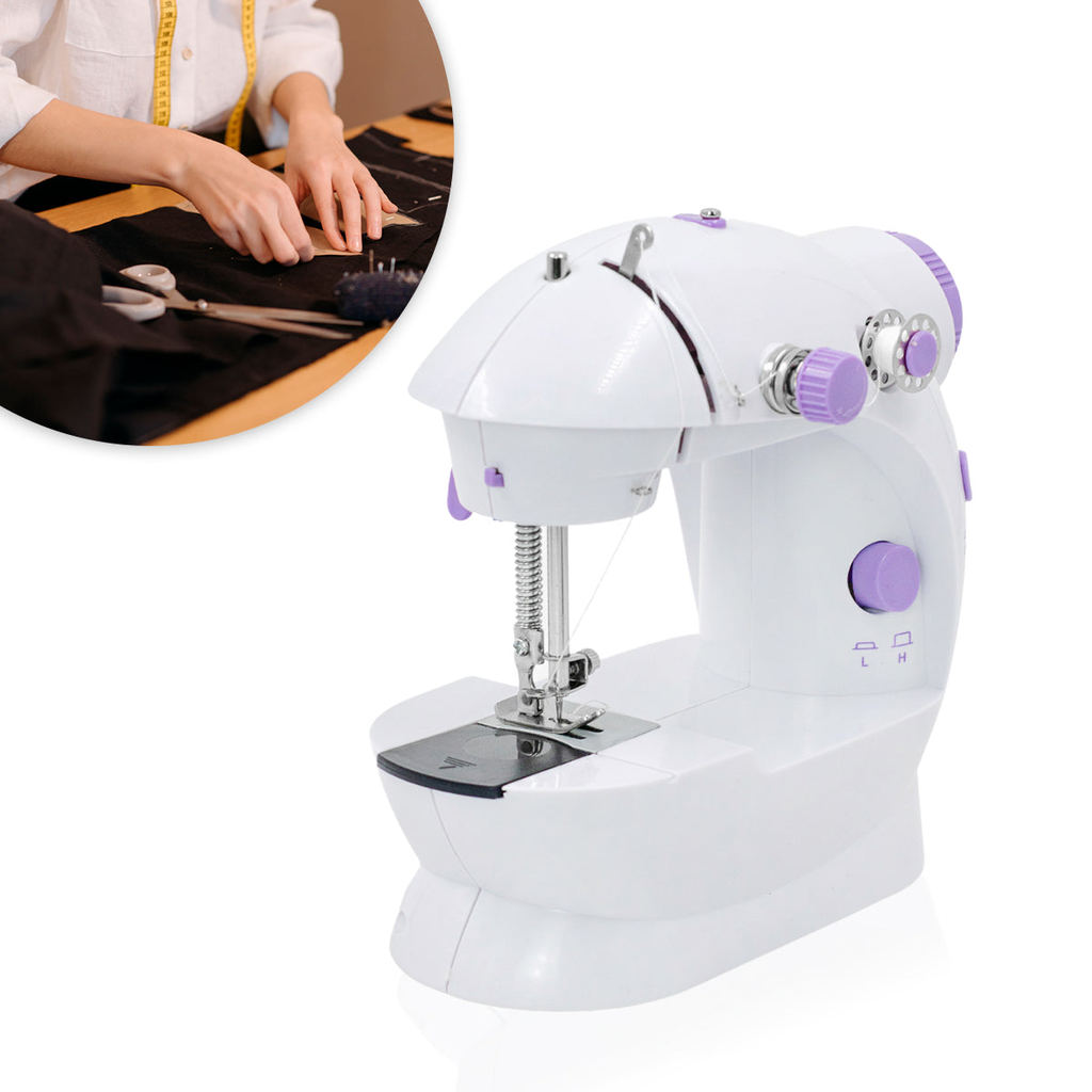 Mini Máquina De Costura Reta Portátil Bivolt Compacta Branco