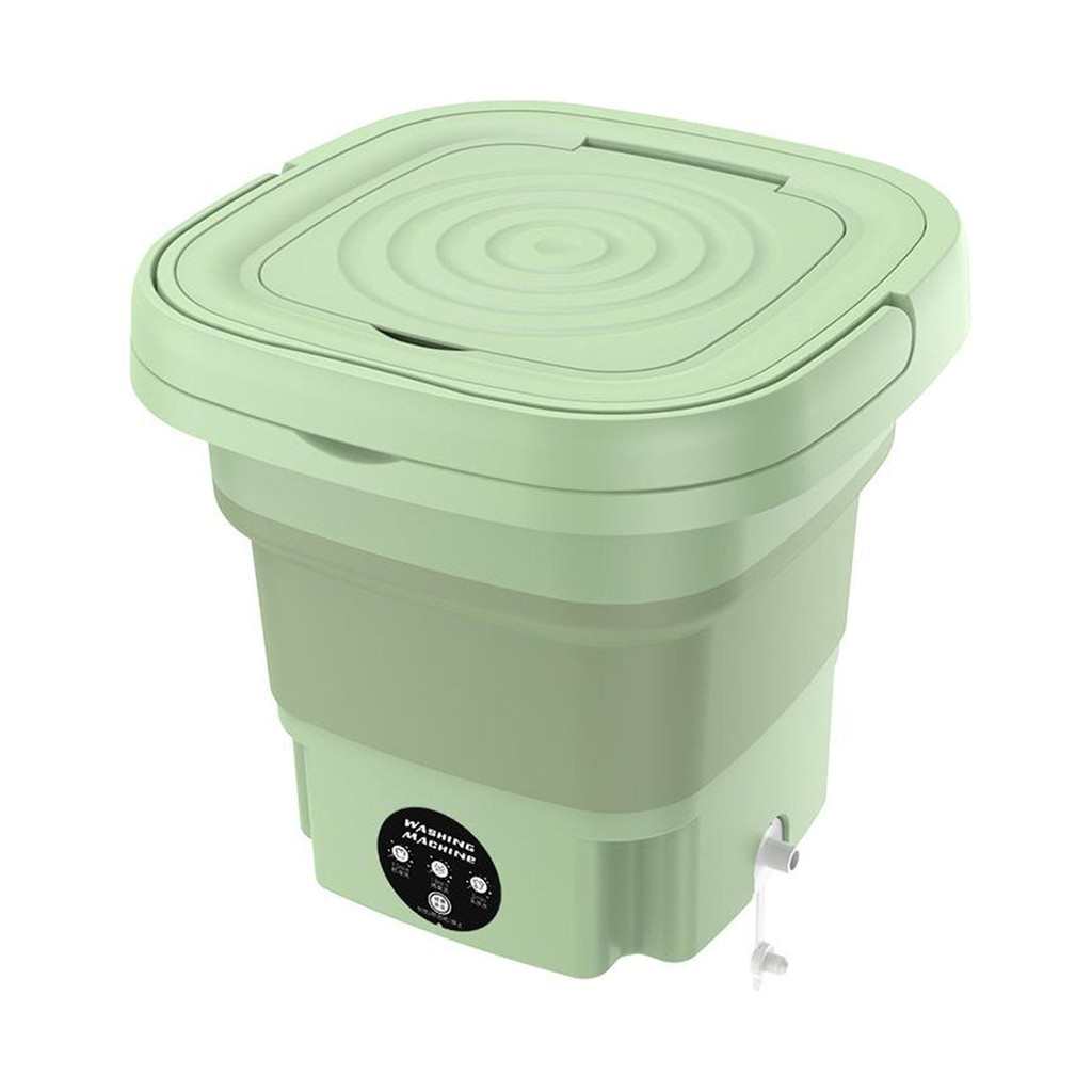 Mini Máquina de Lavar Roupas Portátil Dobrável Verde 6,5L