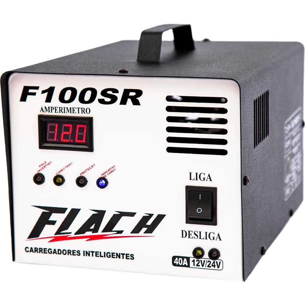 CARREGADOR DE BATERIA INTELIGENTE AUTOMOTIVO F100SR 40Ah 12/24V AUX PARTIDA 100A PICO FLACH