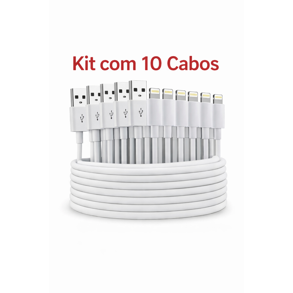 Kit 10 Cabos Lightning para Iphone - 1 Metro