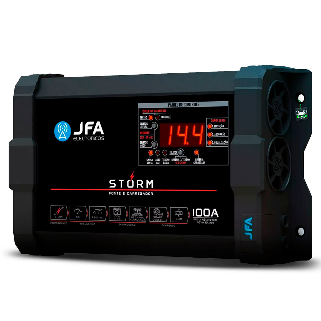 Fonte Automtoiva Carregador Bateria Bivolt Jfa Storm 100A Digital Cca