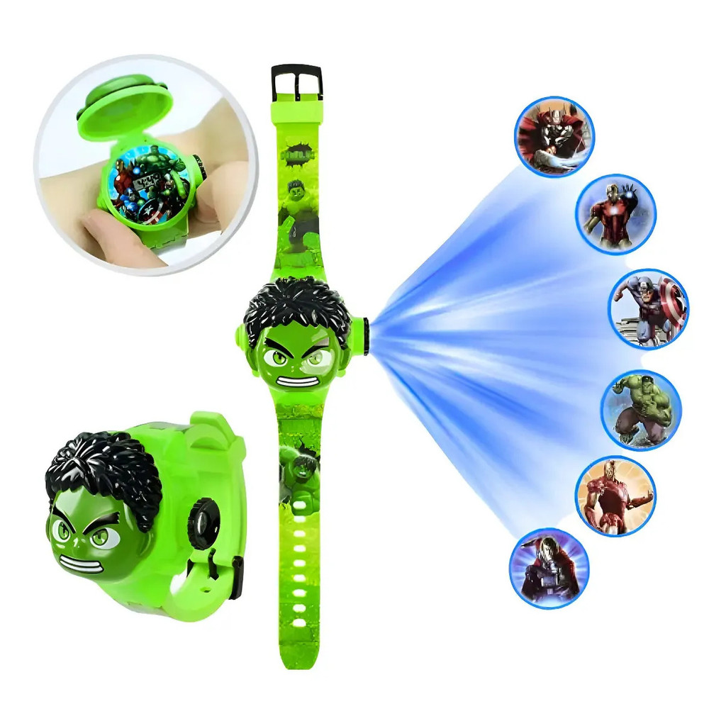 Relógio Digital Infantil Projetor Imagens Hulk