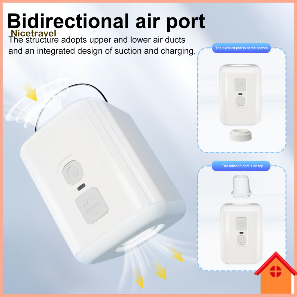 Camping Air Pump Portable Mini with Led Light 6 Nozzles Usb Rechargeable Electric Inflator for Swimming Rings Pool Float