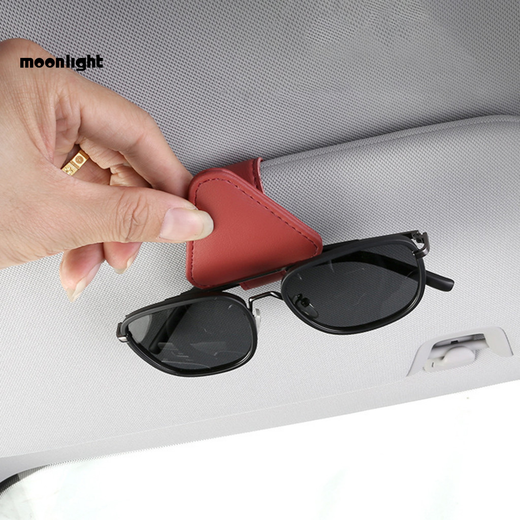 Magnetic Car Sunglasses Holder with Sunshade Clip Faux Leather Auto Organizer for Driving License Cards Tickets – Univ