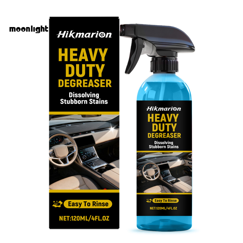 Car Cleaner 120ml – Heavy Oil Stain Remover Spray for Leather Plastic Vinyl Effective Steering Wheel Dashboard Fast Di