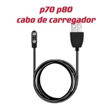 Cabo Carregador Para Relógio Smart P70/P80 / Magnético 2 Pinos P70 / P80
