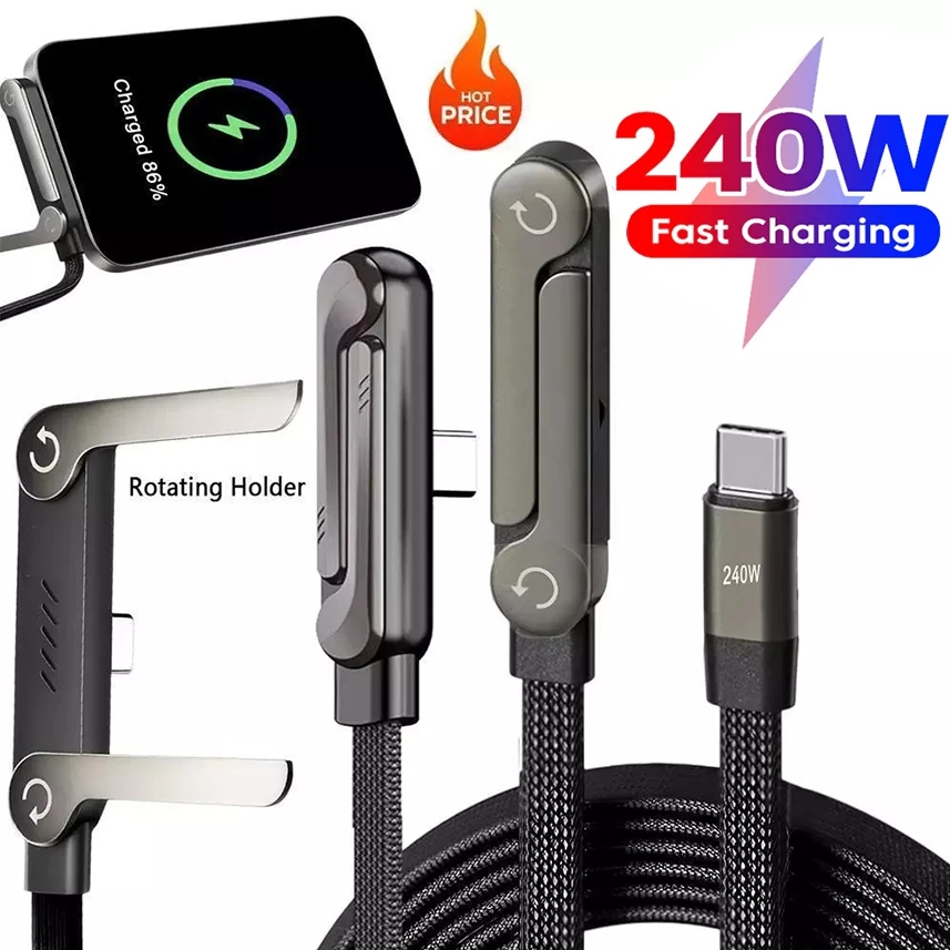 Invisible Charging Cable 240W 2 in 1 Foldable Desktop Phone Holder