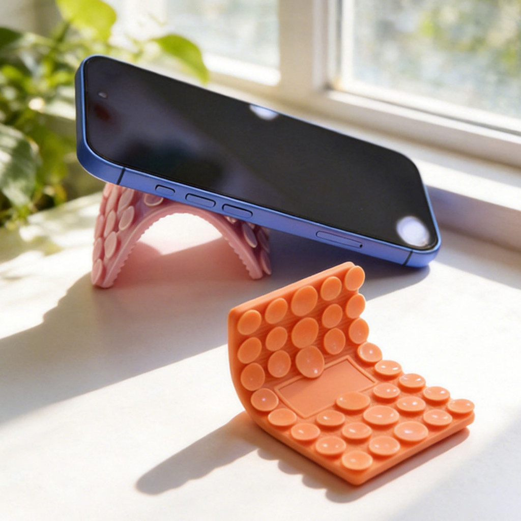 Flexible Phone Stand Universal Mobile Accessory Foldable Silicone with Aluminum Base Adjustable Bendable Holder for Desk