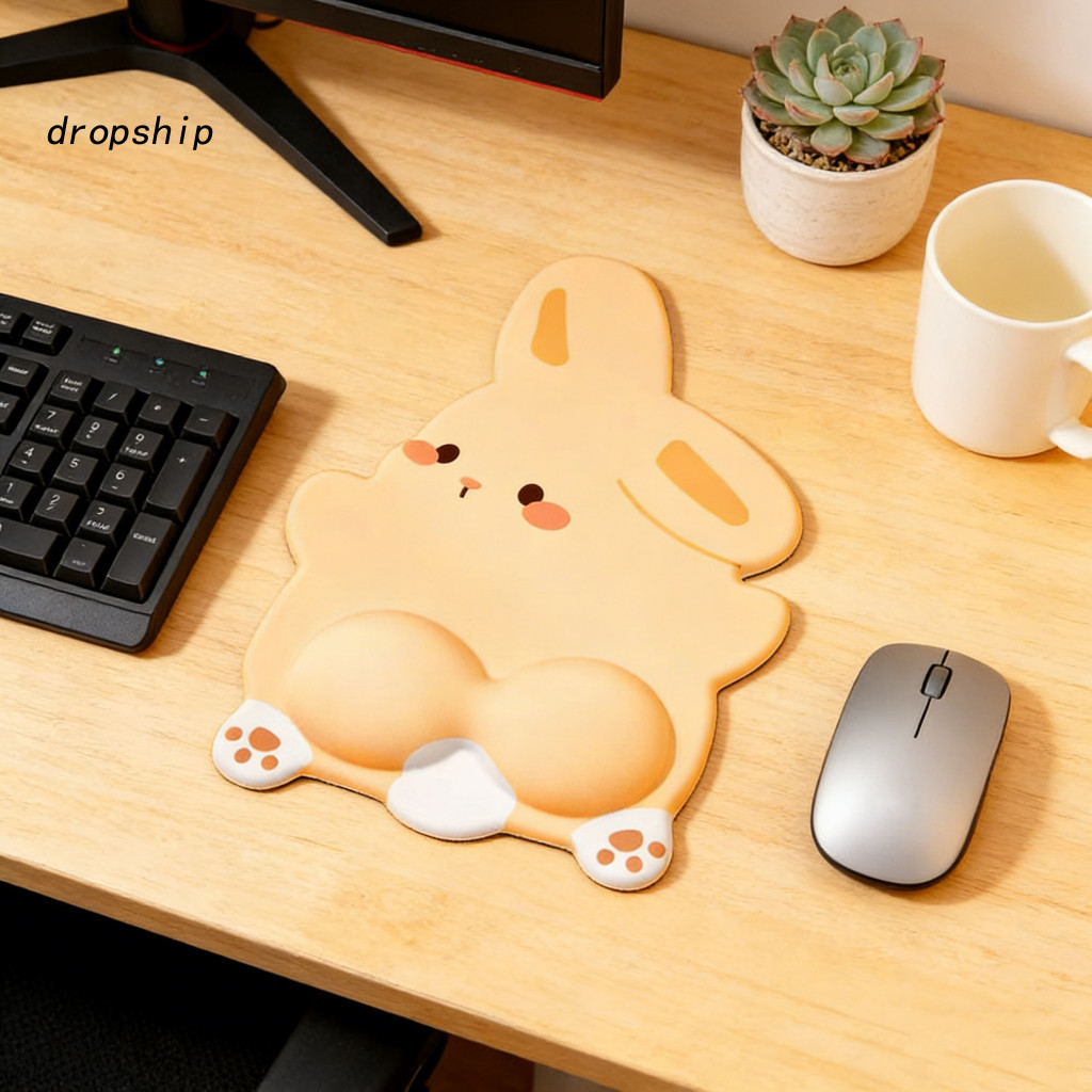 Bunny Mouse Pad Gaming Ergonomic Wrist with Memory Foam Non-slip Anti-pain Support Cushion for Comfortable and Office fo